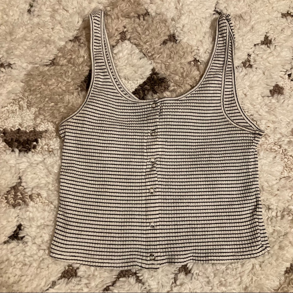 H&M black and white striped crop top